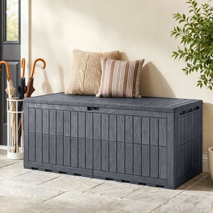 180 Gal Outdoor Deck Box All-Weather Lockable Storage Bin with Lid and Handles-Gray