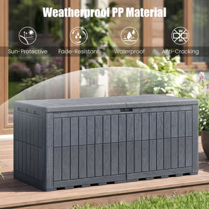 180 Gal Outdoor Deck Box All-Weather Lockable Storage Bin with Lid and Handles-Gray