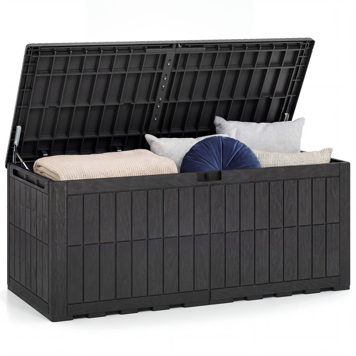 180 Gal Outdoor Deck Box All-Weather Lockable Storage Bin with Lid and Handles-Black