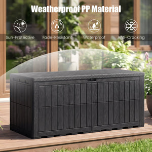 180 Gal Outdoor Deck Box All-Weather Lockable Storage Bin with Lid and Handles-Black