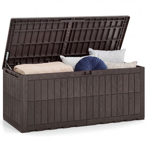 180 Gal Outdoor Deck Box All-Weather Lockable Storage Bin with Lid and Handles-Brown