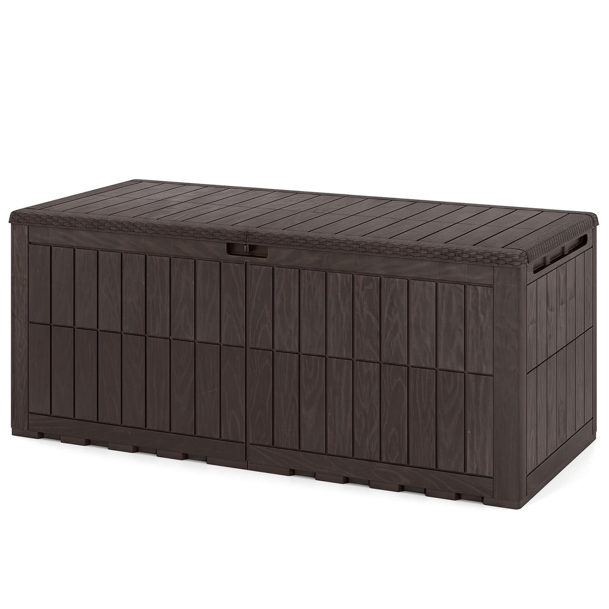 180 Gal Outdoor Deck Box All-Weather Lockable Storage Bin with Lid and Handles-Brown