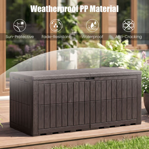 180 Gal Outdoor Deck Box All-Weather Lockable Storage Bin with Lid and Handles-Brown