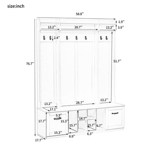 5 In 1 Entryway Bench With Coat Rack, 7 Sturdy Hooks, 2 Spacious Drawers And Adjustable Shelves by Couch.com