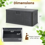 100 Gallon Large Deck Box with Lockable Lid for Patio-Gray