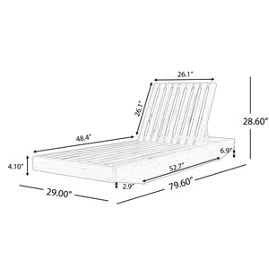 Acacia Wood Chaise Lounge with Teak Finish and Water-Repellent Cushion