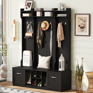5 In 1 Entryway Bench With Coat Rack, 7 Sturdy Hooks, 2 Spacious Drawers And Adjustable Shelves by Couch.com