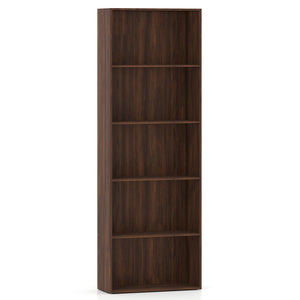 5-Shelf Storage Bookcase Modern Multi-Functional Display Cabinet Furniture-Walnut