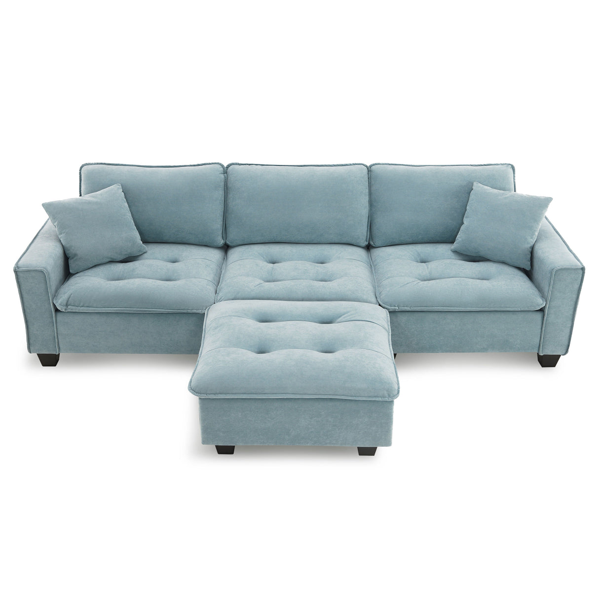 Modern Convertible Sectional L Shaped Reversible Couch Set With Free Pillows 4 Seat Suede Sleeper Sofa With Ottoman by Couch.com