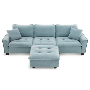 Modern Convertible Sectional L Shaped Reversible Couch Set With Free Pillows 4 Seat Suede Sleeper Sofa With Ottoman by Couch.com