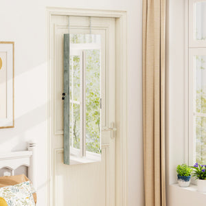 Wall and Door Mounted Mirrored Jewelry Cabinet with Lights-Navy