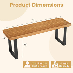 Acacia Wood Outdoor Bench 48 Inch Long Patio Dining Bench-1 Piece