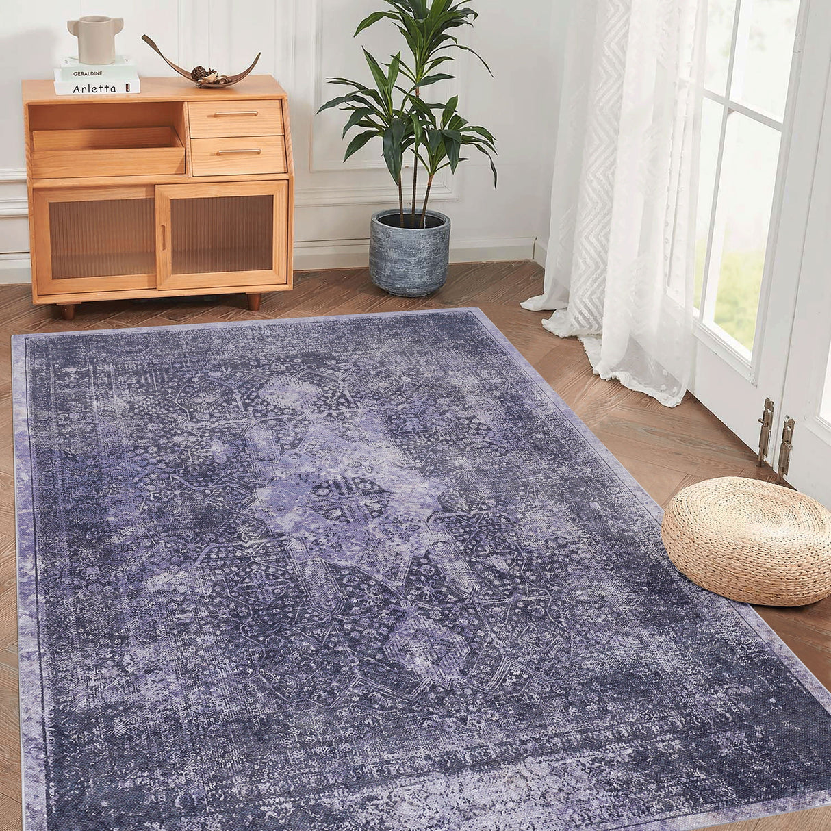 Maval - 3' X 5' Washable Area Rug - Anthracite by Couch.com