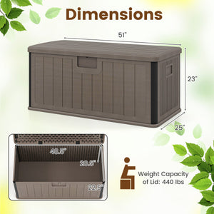 100 Gallon Large Deck Box with Lockable Lid for Patio-Brown