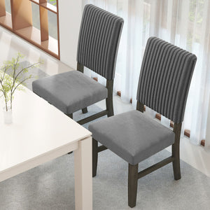 Dining Chair Set of 2 Mid-Century Modern Velvet Fabric Upholstered Chairs-Grey