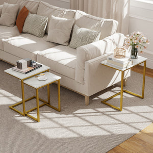 3 Pieces Multifunctional Coffee End Table Set-White