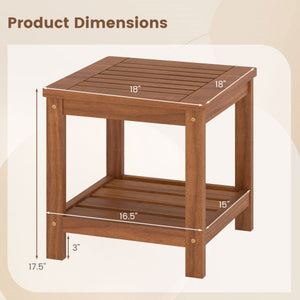 2-Tier Outdoor Side Table with Storage Shelf for Patio
