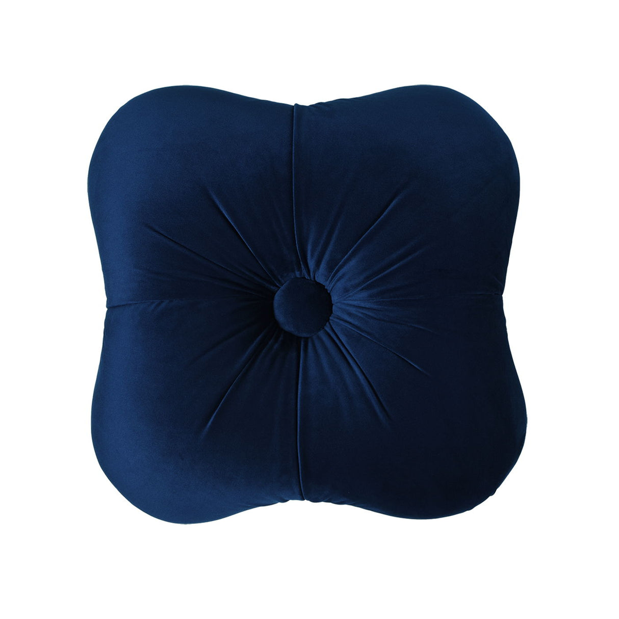 Ellen - Upholstered Clover Ottoman With Gold Bullion Fringe - Navy Blue by Couch.com