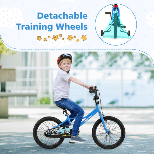 18 Inch Kids Bike with Removable Training Wheels for Aged 4-8 Years Old