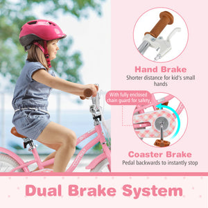 18 Inch Kids Bike with Training Wheels and Basket for Boys Girls 4-8 Years Old-18 inches