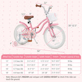 18 Inch Kids Bike with Training Wheels and Basket for Boys Girls 4-8 Years Old-18 inches