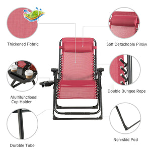 Oversize Lounge Chair with Cup Holder of Heavy Duty for outdoor-Beige