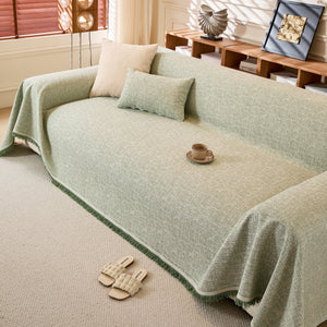 Natural Textured Linen Couch Cover, Breathable & Hypoallergenic Furniture Protector