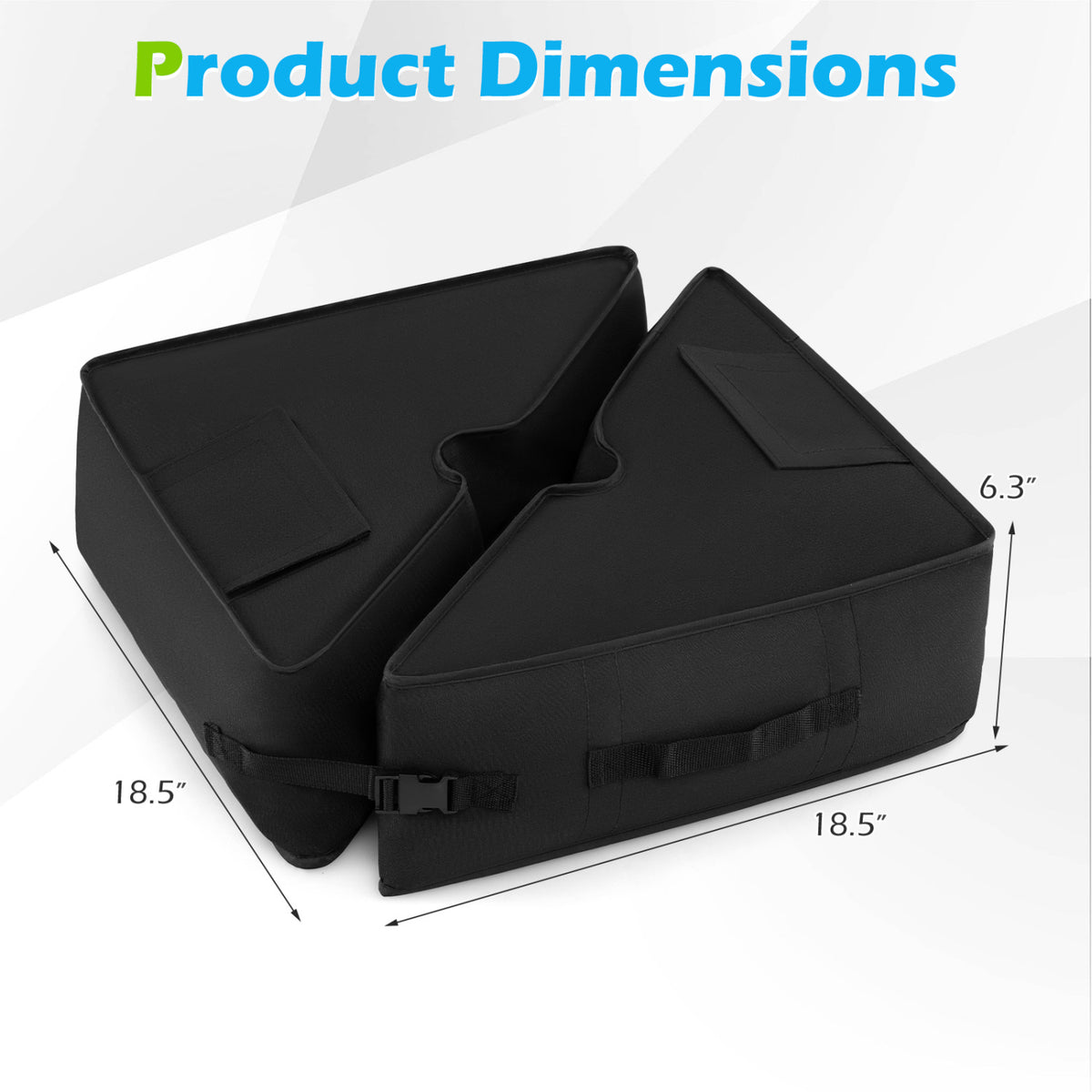 18.5" Square Umbrella Base Weight with Weatherproof Fabric-Black