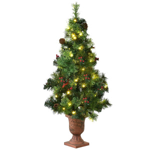 LED Christmas Tree with Red Berries Pine Cones-4 Feet