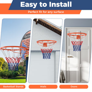 18" Basketball Rim Heavy Duty Wall Mounted Basketball Rim Goal Replacement-Black