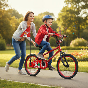18 Inch Kids Bike Adjustable with Christmas Music & Flag for Aged 4-8 Years Old