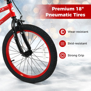 18 Inch Kids Bike Adjustable with Christmas Music & Flag for Aged 4-8 Years Old