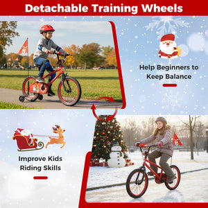 18 Inch Kids Bike Adjustable with Christmas Music & Flag for Aged 4-8 Years Old