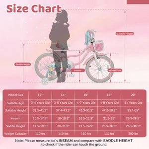 18-Inch Kids Bike Adjustable with Basket and Streamers Pink - Princess of the Sea Theme