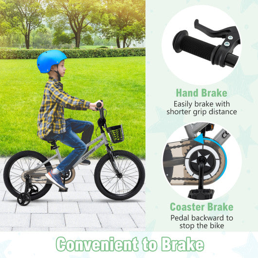 18 Inch Kids Bike Adjustable with Transparent Chain Cover for 4-8 Years Old