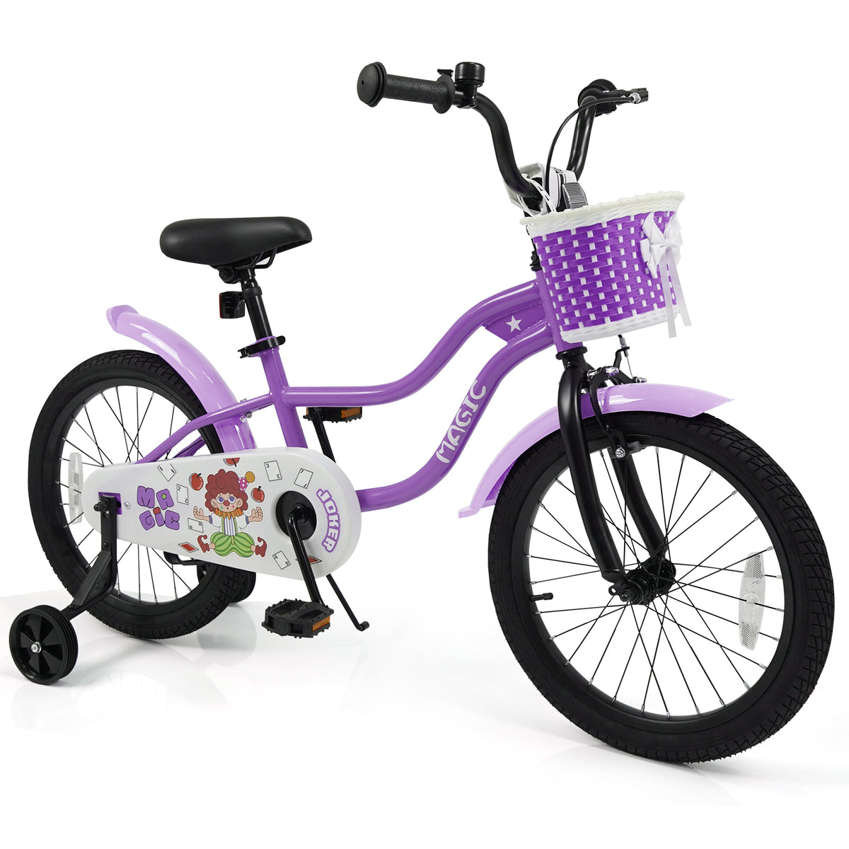 18 Inch Kids Bike with Training Wheels for Aged 3-8 Years Old - Magic Purple