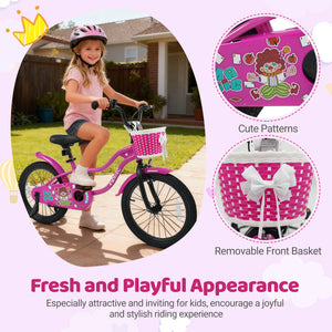 18 Inch Kids Bike with Training Wheels for Aged 3-8 Years Old - Magic Rose
