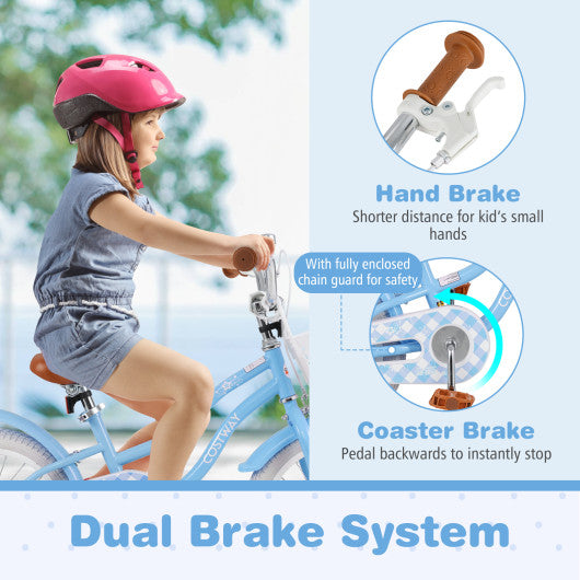 18 Inch Kids Bike with Adjustable Handlebar and Seat for 4-8 Year Old