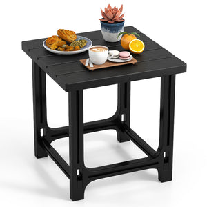 18 Inch Outdoor Adirondack Side Table with Slatted Surface-Black