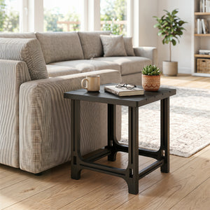 18 Inch Outdoor Adirondack Side Table with Slatted Surface-Black