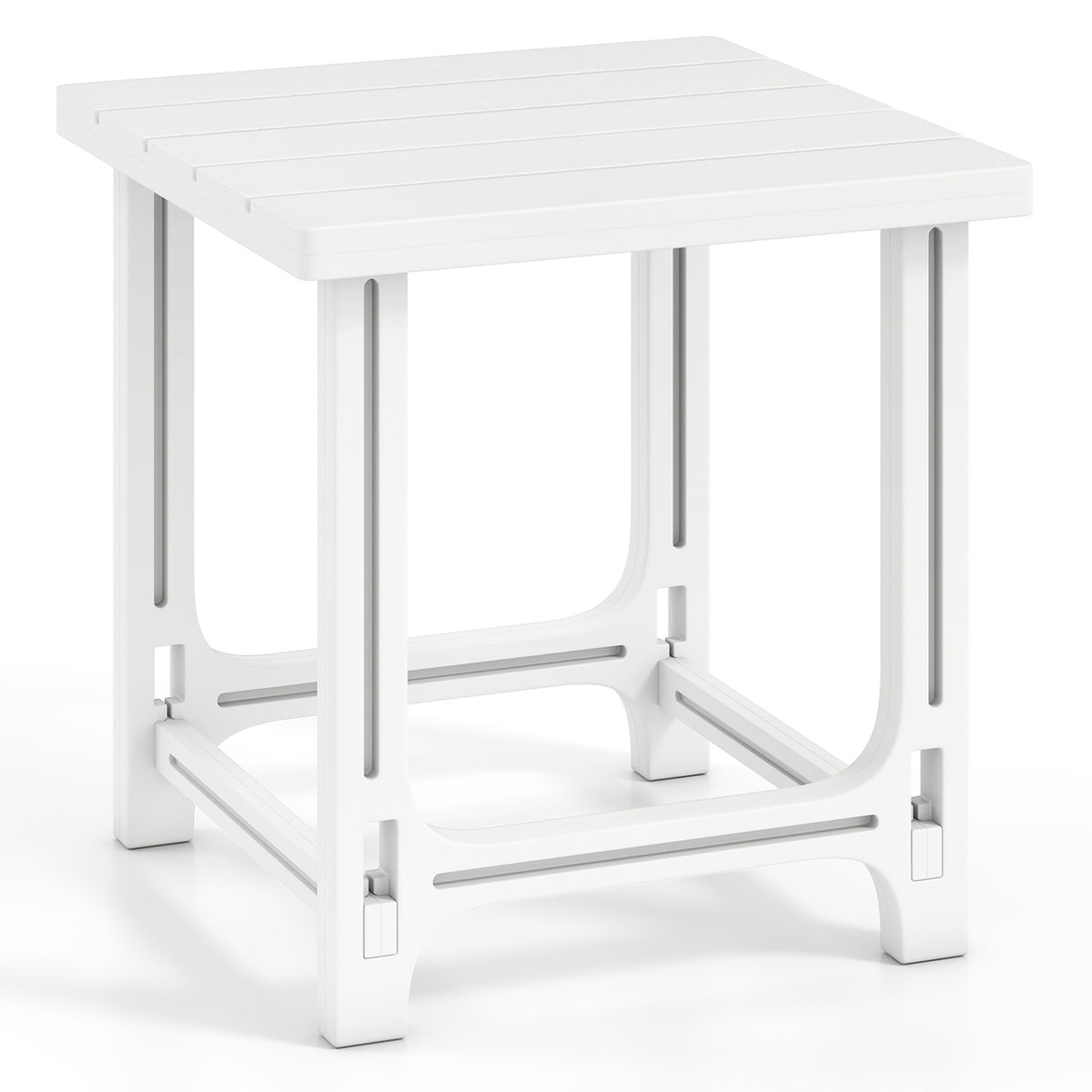 18 Inch Outdoor Adirondack Side Table with Slatted Surface-White
