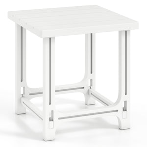 18 Inch Outdoor Adirondack Side Table with Slatted Surface-White