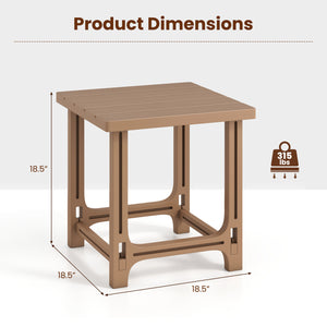 18 Inch Outdoor Adirondack Side Table with Slatted Surface-Brown