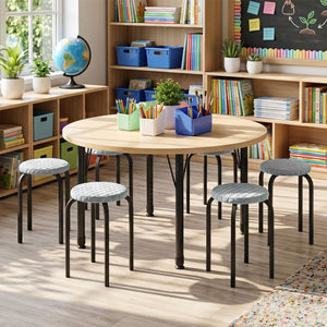 18 Inch Round Stackable Stools with Removable Washable Covers-Set of 6