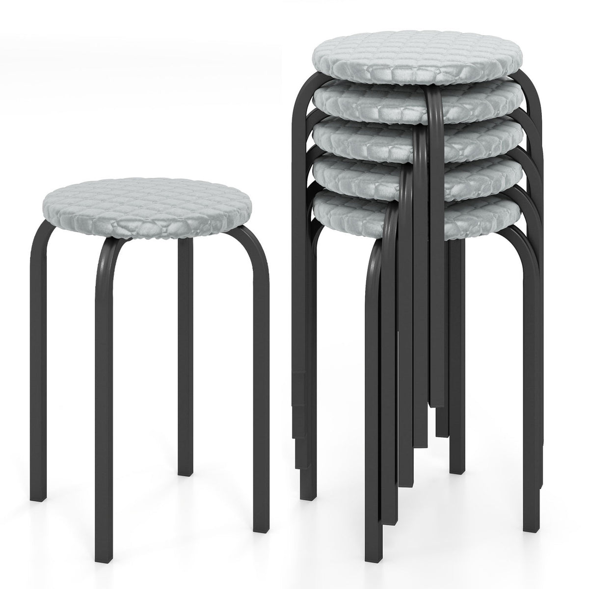 18 Inch Round Stackable Stools with Removable Washable Covers-Set of 6