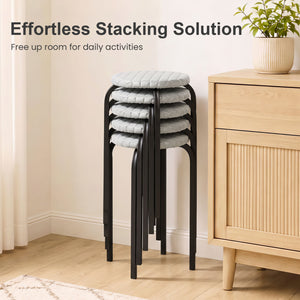 18 Inch Round Stackable Stools with Removable Washable Covers-Set of 6
