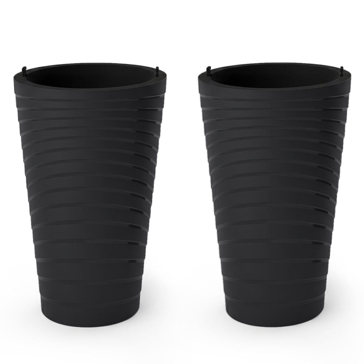 18 Inch Tall Flower Pot Set of 2 with Insert Bucket and Handle Design-Black