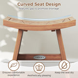 18 Inch Teak Wood Shower Bench with Curved Seat for Bathroom