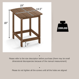 18 Inch Weather Resistant Side Table for Garden Yard Patio-Coffee