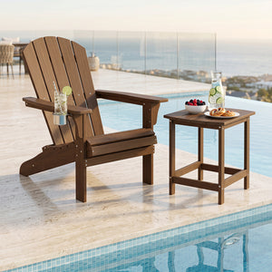18 Inch Weather Resistant Side Table for Garden Yard Patio-Coffee